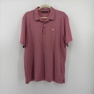Travis Mathew Red Heathered Striped Golf Polo Shirt Mens XL Pima Cotton‎ Blend
